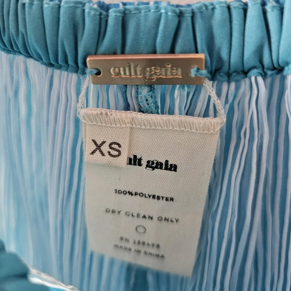 Cult Gaia Pleats Stacie Pant Turquoise Blue Sz XS NWOT